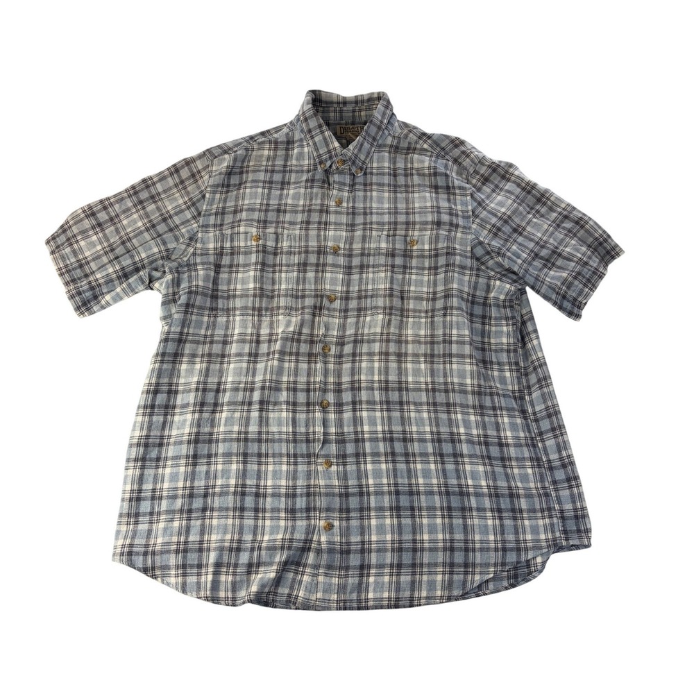 Duluth Trading Co Shirt Mens 2XL Tall Plaid Hemp Organic Cotton Button Up